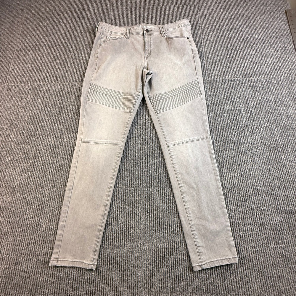 Mossimo Denim Womens Size‎ 16R Grey Moto Skinny Jeans Mid Rise Power Stretch